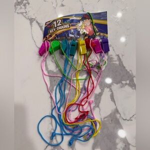 8 multicolor, keychain whistles new